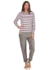 NORMANN Frottee Pyjama langarm Schlafanzug Bündchen Streifen - 49908 in rosa