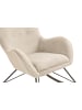 SalesFever Schaukelstuhl mit schwarzem Metall-Kufengestell und Lammfelloptik in Beige