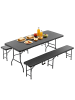 ABRIHOME Picknicktisch in Schwarz 6 ft klappbar mit 2 Bänken HDPE für Camping