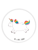 Mr. & Mrs. Panda Rund Magnet Einhorn Happy ohne Spruch in Weiß