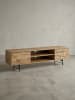 KADIMA DESIGN Eiche TV-Unterschrank, modernes Linienmuster, 160cm breit, robust