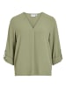 Vila Crepe Struktur Design Bluse V-Ausschnitt Top 3/4 Arm in Grün