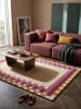 KADIMA DESIGN Teppich Wolle Handgetuftet WENSUM Geometrisches Muster Wohnzimmer in Rosa-Gelb