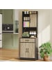 HOMCOM Küchenschrank in Naturholz & Schwarz 60L x 40B x 180H cm
