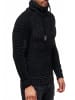 Rusty Neal Stehkragen Grobstrick Biker Pullover mit Hohem Rollkragen in Schwarz
