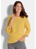 GOLDNER Kurzgröße:  Strickpullover Halbarm Baumwollpullover mit Struktur in honig