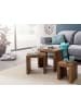 KADIMA DESIGN Satztisch Set 3-teilig: Massivholz, platzsparend, verschiedene Größen in Braun