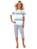 NORMANN Pyjama kurzarm Capri Hose Blockstreifen - 61846 in hellblau