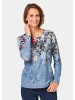 GOLDNER Druckshirt mit floralem Muster in rot / rauchblau / gemustert