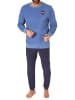 NORMANN langarm Frottee Pyjama Rundhalsschnitt & Bündchen - 82449 in blau