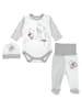 TupTam Baby Bekleidungsset Langarmbody Hose Mütze3 teilig in grau/beige