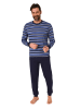 NORMANN Langarm Schlafanzug Pyjama Bündchen Streifen - 86163 in navy