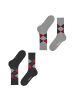 Burlington Socken 2er Pack in Schwarz/Grau/Rot