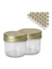 relaxdays 25 x Einmachgläser in Transparent/ Gold - 120 ml