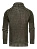 Rusty Neal Stehkragen Grobstrick Biker Pullover mit Hohem Rollkragen in Khaki