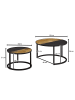 KADIMA DESIGN Runde Couchtische, 2er Set, Mango Massivholz/Steinoptik, modern