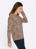 Sieh an! Langarm-Pullover in camel-grün-gemustert