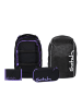 Satch Schulrucksack-Set PACK "Purple Phantom" 4-teilig in Schwarz