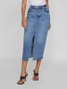 Vila Jeansrock Midi hohe Taille Frontschlitz Regular Fit in Blau