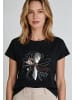 More & More modernes Kurzarmshirt, Paillettenapplikation in black