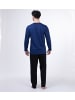 SLOUCHER Schlafanzug lang mit V-Ausschnitt in blau