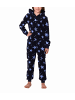 NORMANN Jumpsuit Overall Kapuze Sternen Look Coralfleece - 58840 in marine