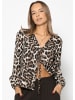 SASSYCLASSY Musselin Blusenjacke mit Bindebänder in Leo-Print in Braun