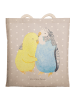 Mr. & Mrs. Panda Einkaufstaschen Wellensittich Liebe ohne Spruch in Grau Pastell