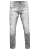 Rusty Neal Jeans Hose "NISHO" Straight-Fit Biker Cotton-Stretch in Light Grey Used