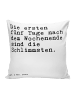 Mr. & Mrs. Panda Kopfkissen Die ersten fünf Tage... mit Spruch in Weiß