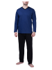 SLOUCHER Schlafanzug lang mit V-Ausschnitt in blau