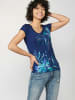 KOROSHI Kurzarm T-Shirt in blau