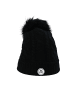 CASH-MERE.CH Mütze mit Zopfmuster und Bommel in Schwarz