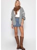 SASSYCLASSY Cardigan mit Ziernähten in Grau