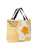 Mr. & Mrs. Panda Strandtasche Spiegelei Ei Design mit Spruch in Weiß