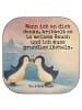 Mr. & Mrs. Panda Drink Coaster Pinguine Kuss Design mit Spruch in Weiß