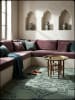 KADIMA DESIGN Wollteppich Kurzflor TINGIR Abstrakt Handgetuftet Naturfaser Wohnzimmer in Blau