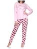 NORMANN Schlafanzug Pyjama langarm Herz Tupfen Punkte in rosa