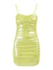 faina Damen Strick Trägerkleid Mini in Limette Metallisch