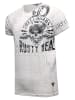 Rusty Neal Herren Vintage Oil Wash T-Shirt mit Skull Print & Raw Edge Rundhals in Grau