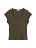 Marc O'Polo Pointelle-T-Shirt slim in Mossy Earth