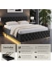 tectake Komfortbett mit LED-Leisten & Stauraum - Samtoptik mit Steppmuster