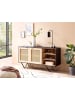 KADIMA DESIGN Sideboard 145x75x40cm Mango Massivholz/Rattan Kommode mit 2 Türen