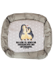 Mr. & Mrs. Panda Hundebett Pinguine Einschlafen mit Spruch in Grau Pastell