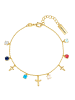Yokoamii Armband Kreuz aus Messing mit Zirkonia in gelbgold