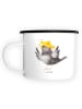 Mr. & Mrs. Panda XL Emaille Tasse Rabe Sombrero ohne Spruch in Weiß