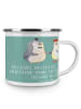Mr. & Mrs. Panda Camping Emaille Tasse 3. Hochzeitstag Lederhoch... in Meeresbrise