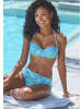 Sunseeker Bügel-Bandeau-Bikini-Top in türkis bedruckt