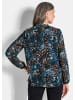 GOLDNER Chiffonbluse Leichte Jersey-Druckbluse, Langarm in royalblau / gemustert
