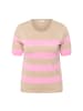 KAFFE curve Strickpullover KClizzy Regular fit in Feather Mel/ Pink Wide Stripe